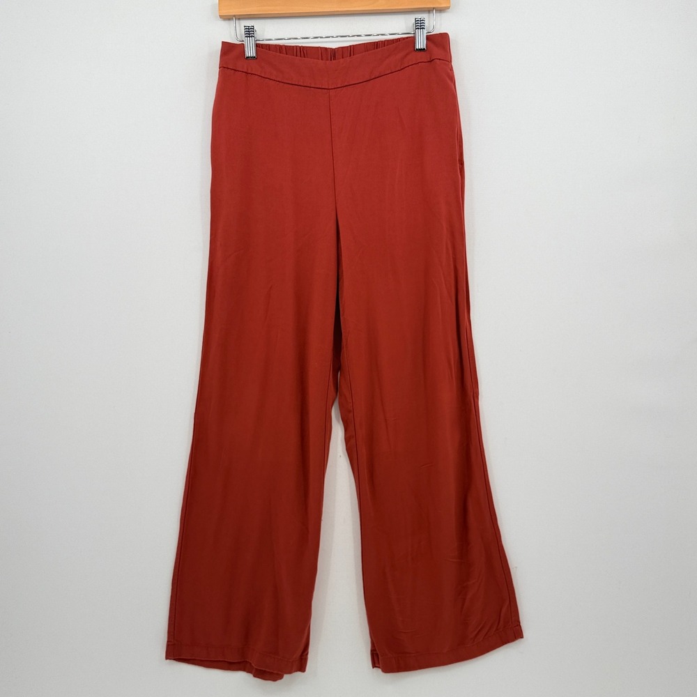 Old Navy Playa Wide Leg Pants Womens Medium Rust Orange Tencel Minimalist Travel